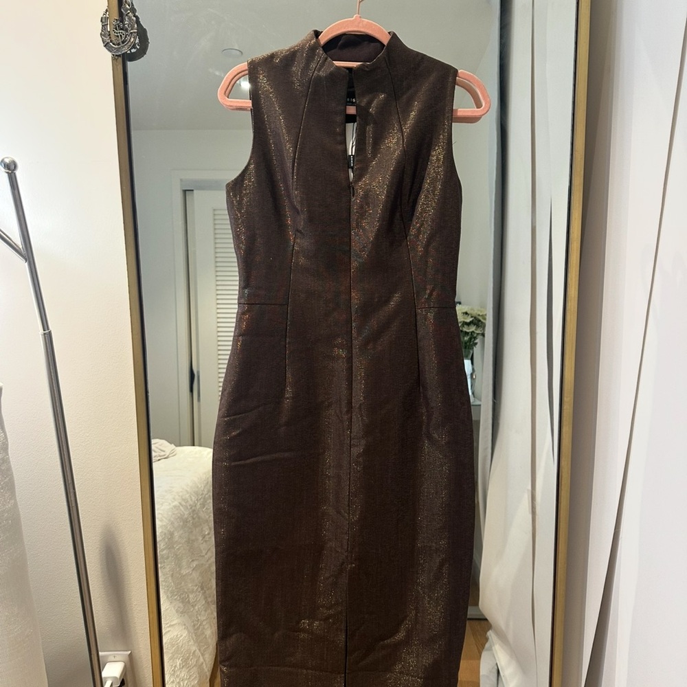 Akris Wool Elegant Brown Sleeveless Dress - Picture 3 of 13